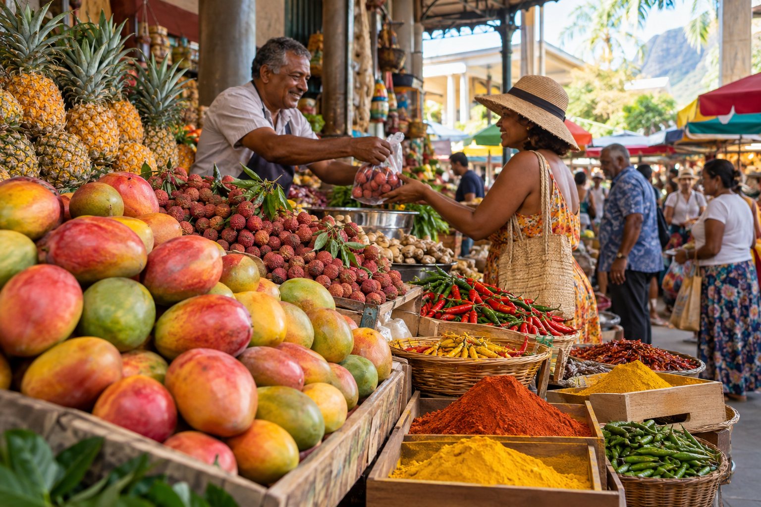 Étals de fruits au marché